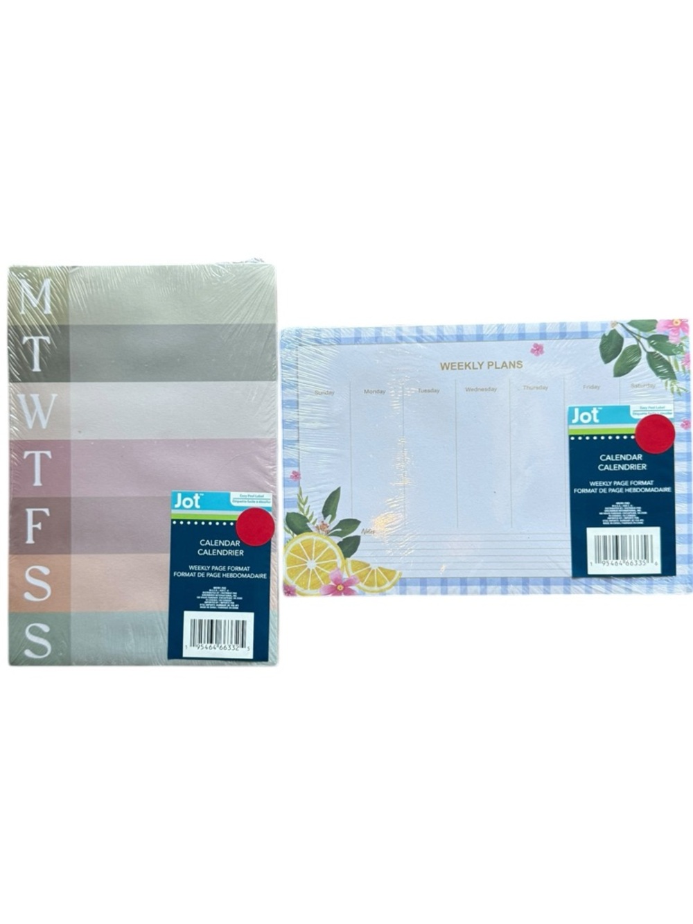 Jot Weekly Desk Calendars - Pastel Stripe & Lemon Floral NWT